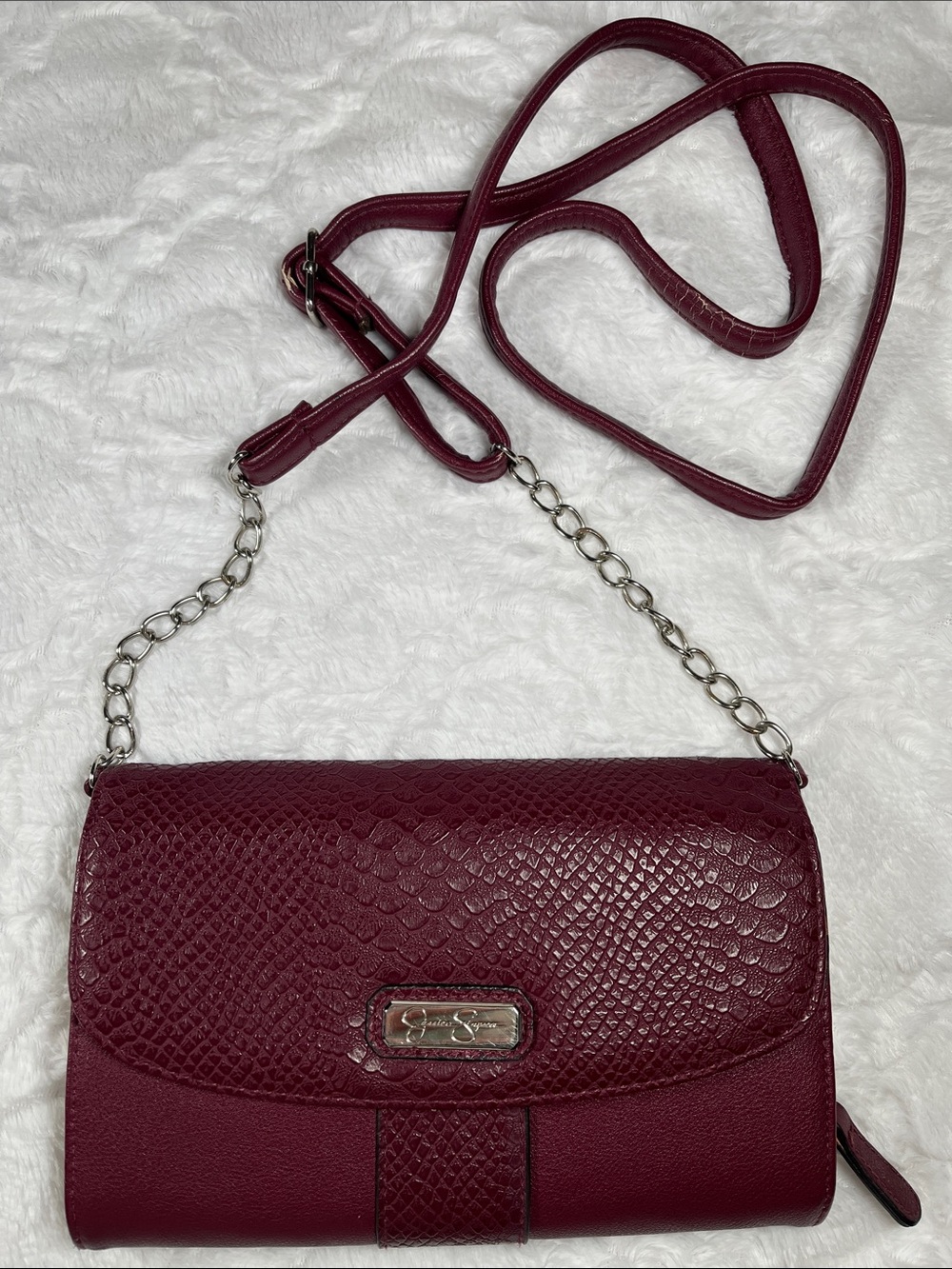 Jessica Simpson Wine Textured Snake-Embossed Crossbody Bag
